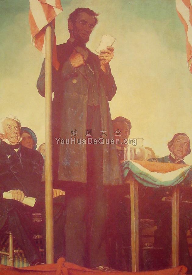 Abraham Delivering the Gettysburg Address - 诺曼·洛克威尔